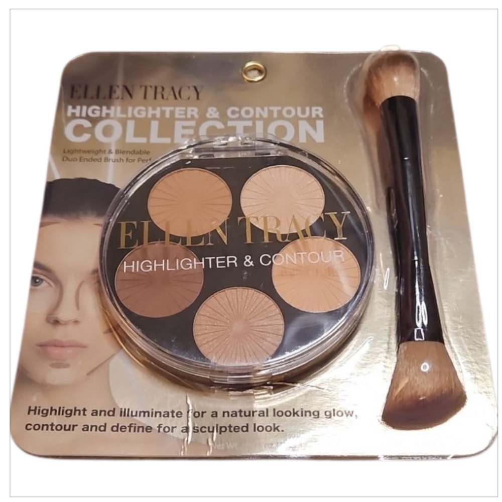 Ellen Tracy Brown and Tan Highlighter Palette with Brush